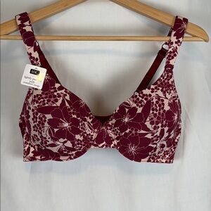 Rene Rofe Lightly Padded Floral Bra with Comfort Straps Size 40C NWT